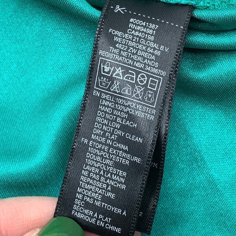 🎉Forever 21 Green Sheer Dress w/ Elastic Waist - Picture 5 of 6
